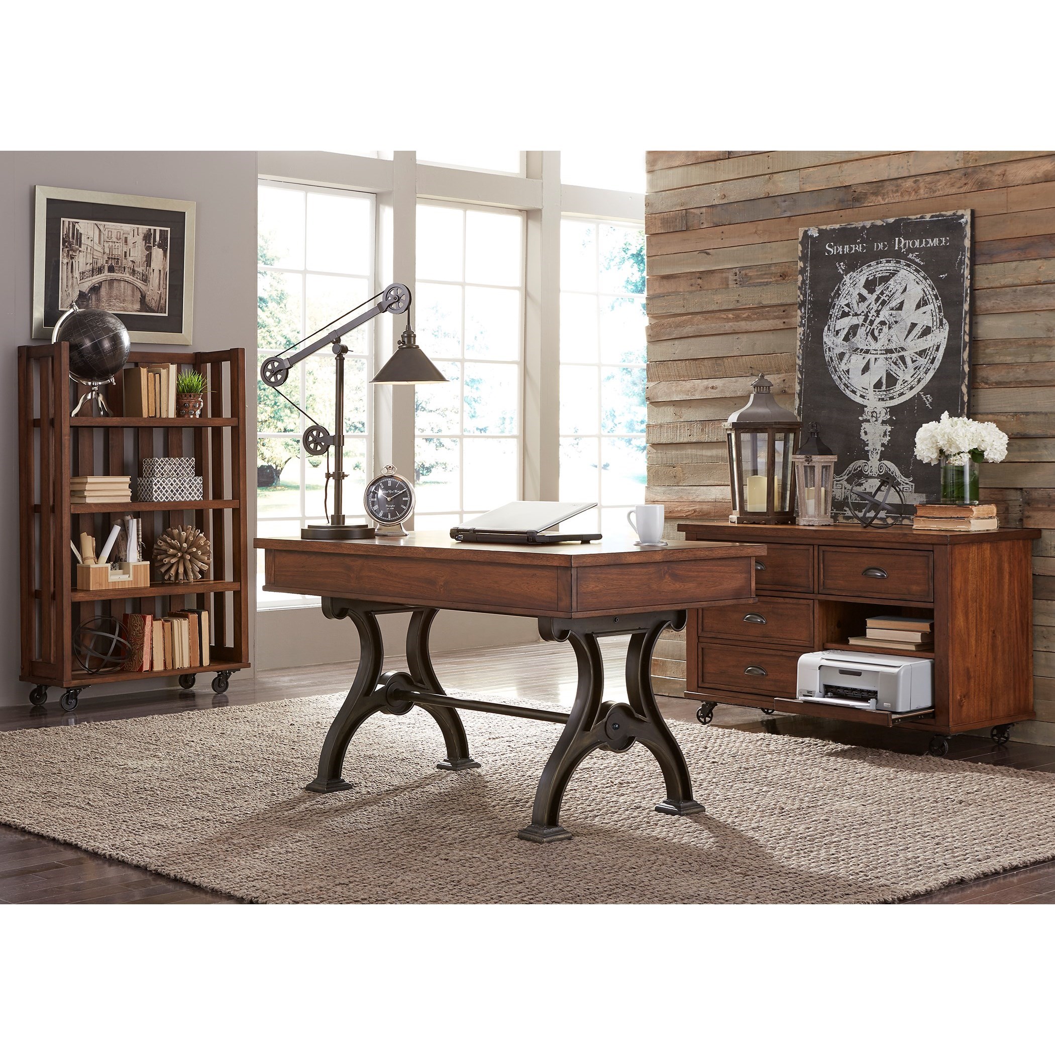 Credenza with deals pull out table